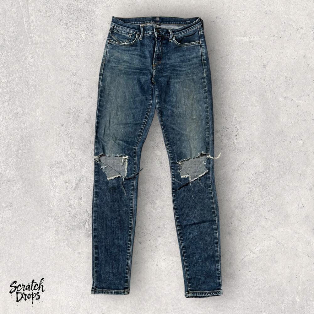 A Gold E Womens Distressed Skinny Jeans Size 27 Ripped Knees Stylish Denim Pants